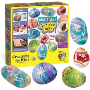 Hide and Seek Paint Pour Rock Painting Art Kit - Arts and Craft Activities for